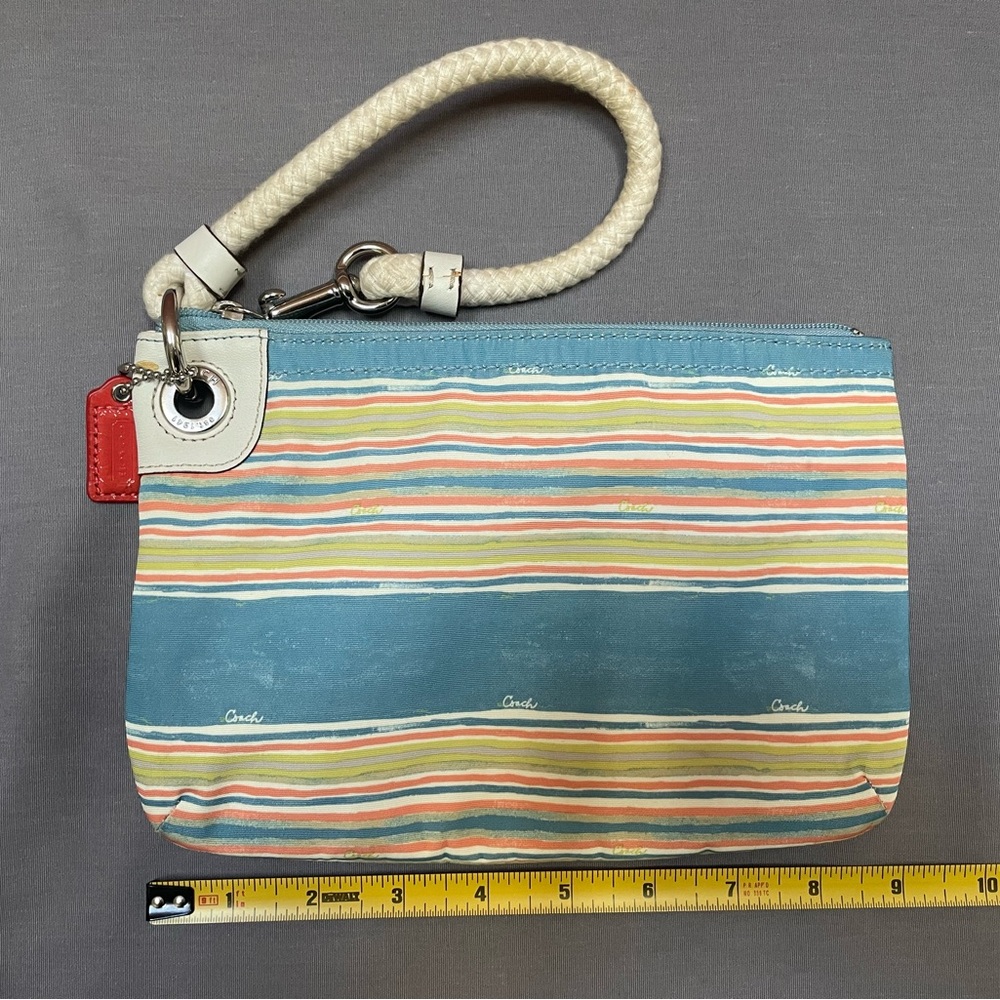 Coach Beach Multicolor Striped Wristlet with Rope Handle